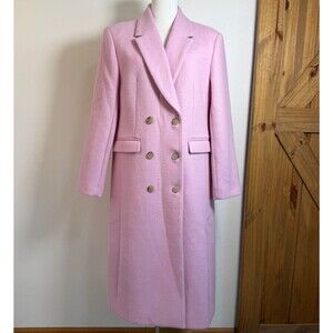 J.Crew Women's 12 Pink Italian Wool Melton Double Breasted Long Coat